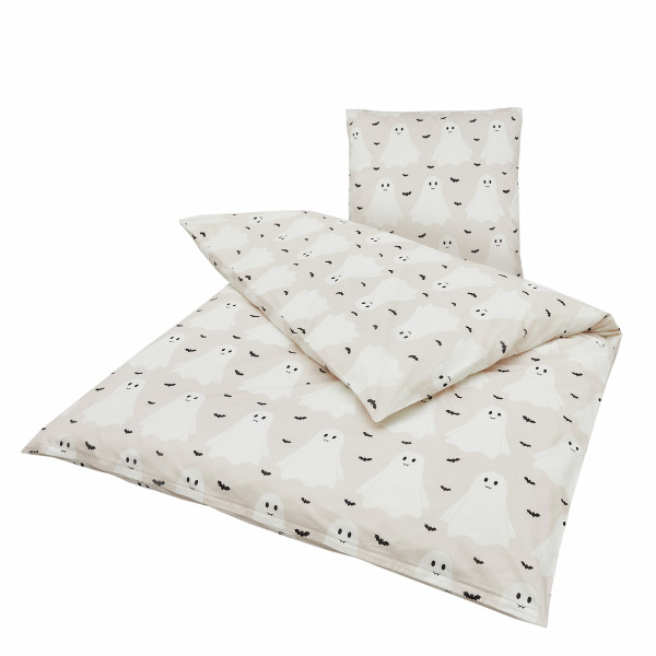 Bettwäsche Renforcé GHOSTIE in beige aus Materialmix