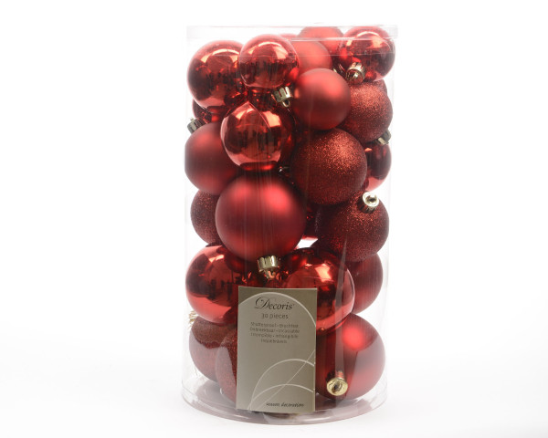 Weihnachtskugel-Set MIX rot in rot aus Kunststoff