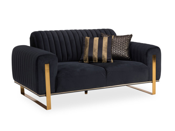Sofa 2 Sitzer MUNIR in schwarz aus Stoff
