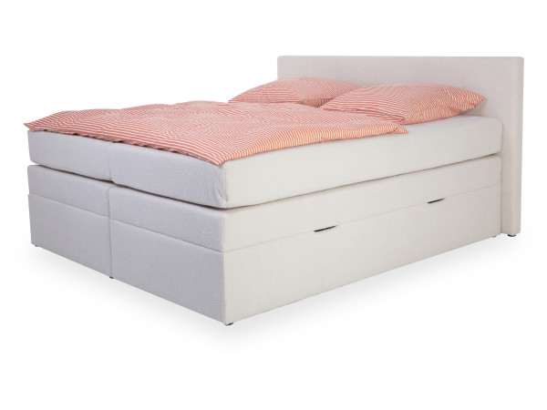 Boxspringbett AYDA in hellbeige aus Stoff