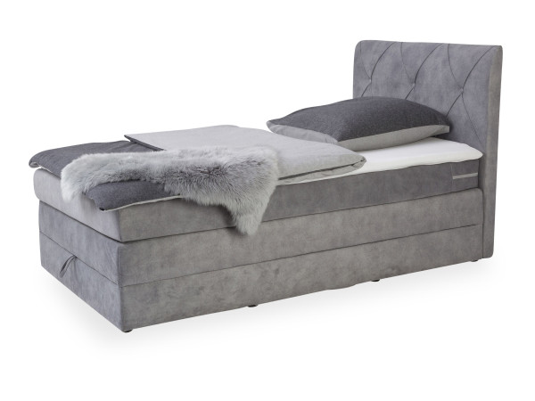 Boxspringbett CELESTE in grau aus Stoff