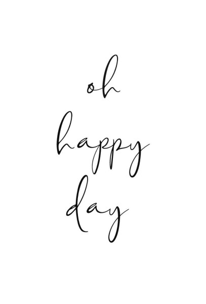 Bild OH HAPPY DAY in schwarz/weiß/braun aus Holz