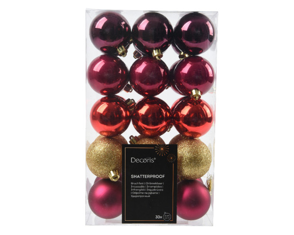 Weihnachtskugel-Set GRACE in mehrfarbig aus Kunststoff