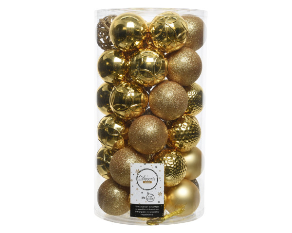 Weihnachtskugel-Set PLEX in goldfarben aus Kunststoff