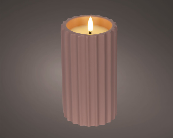 Kerze LED BETON pink in pink aus Wachs