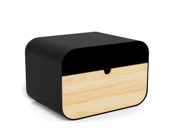 Nachtkonsole JOLIET in schwarz aus Materialmix