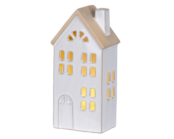 Dekoobjekt LED HOUSE in weiß aus Porzellan