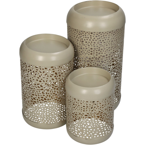 Kerzenhalter CANDLE PATTERN in beige aus Metall