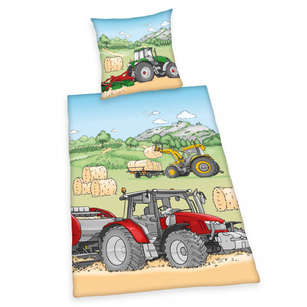 Bettwäsche Renforcé TRAKTOR in mehrfarbig aus Baumwolle