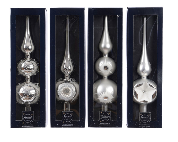 Baumspitze X-MAS silber in silberfarben aus Glas