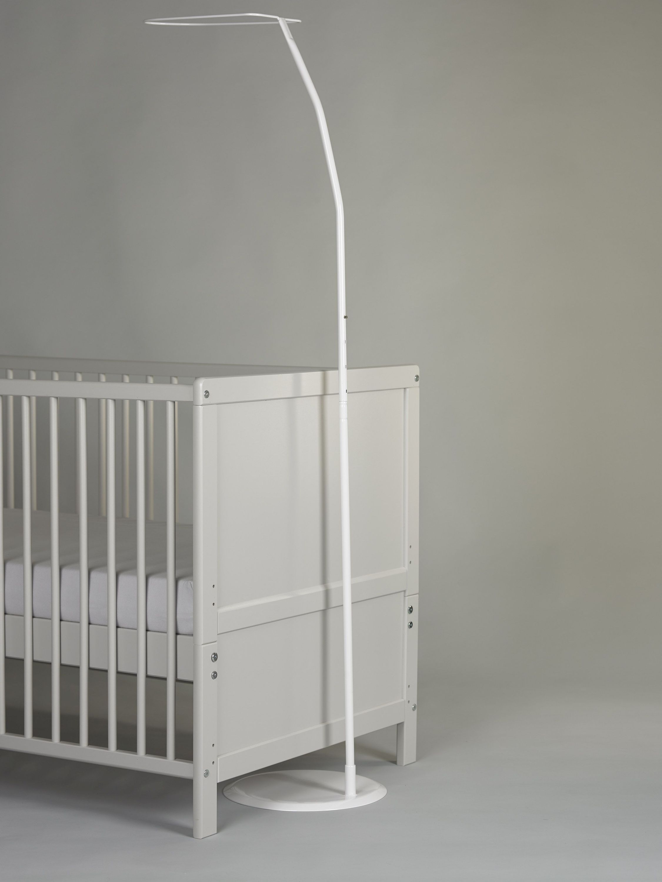 Himmelstange Für Babybett - Weiße Metallstange Mit Sockel