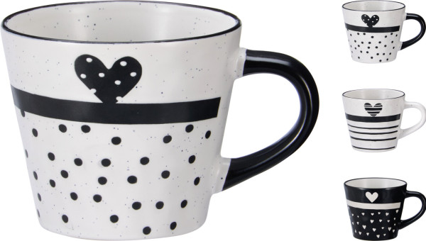 Kaffeebecher HEART in mehrfarbig aus Steinzeug
