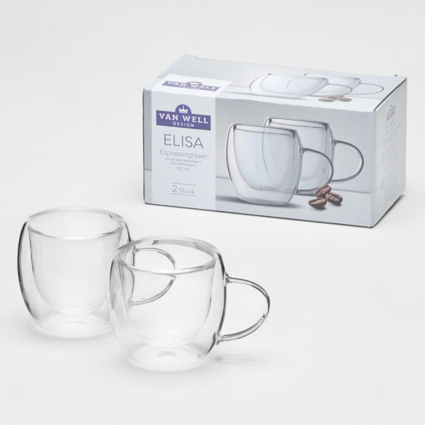 Espressoglas-Set ELISA in transparent aus Glas