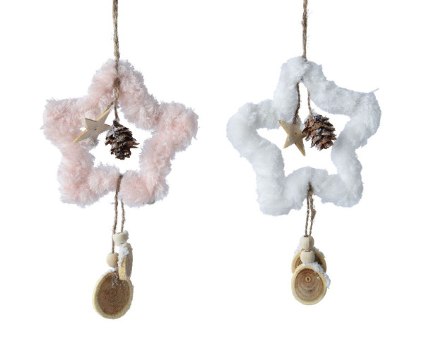 Christbaumschmuck Hänger FLUFFY STAR in mehrfarbig aus Polyester