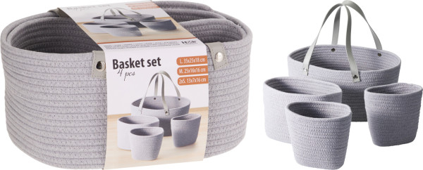 Korb-Set MALTE grau in grau aus Baumwolle