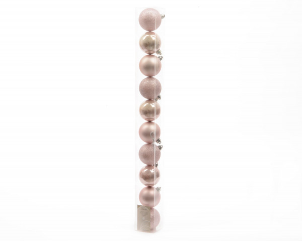 Weihnachtskugel-Set X-MAS rosa in rosa aus Kunststoff