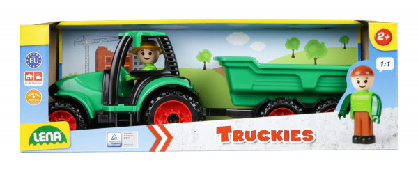 Traktor mit Anhänger TRUCKIES in bunt aus Kunststoff