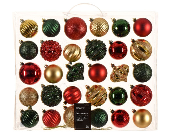 Weihnachtskugel-Set MIX in mehrfarbig aus Kunststoff