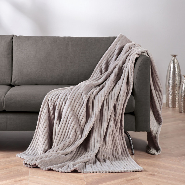 Decke FEINCORD taupe in taupe aus Polyester