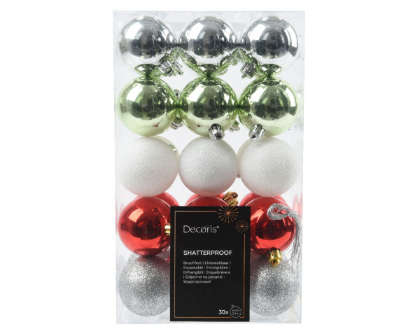 Weihnachtskugel-Set GRACE in mehrfarbig aus Kunststoff