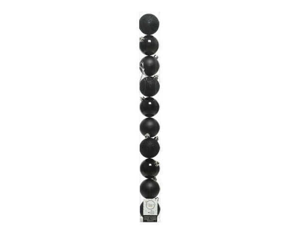 Weihnachtskugel-Set X-MAS in schwarz aus Kunststoff