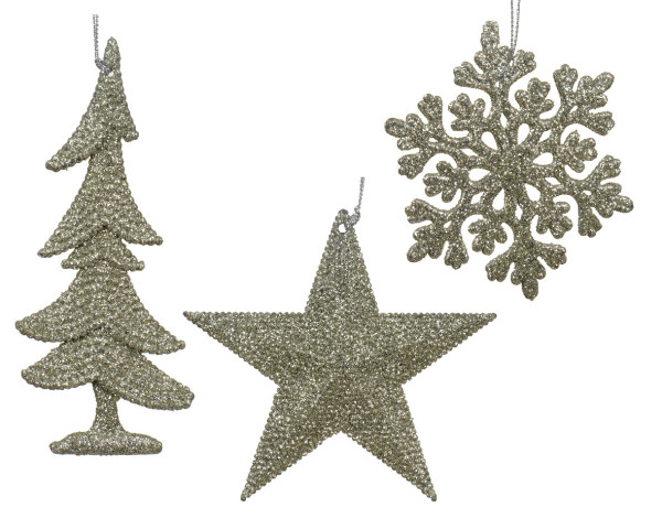 Christbaumschmuck Hänger GLITTER in mint aus Kunststoff