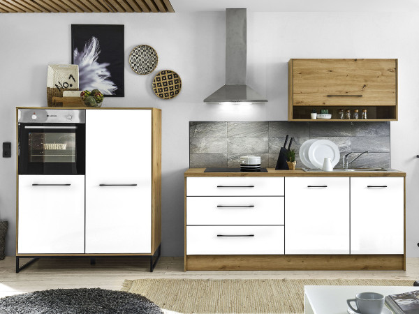 Küchenblock Seattle in weiß/Eiche aus Dekor