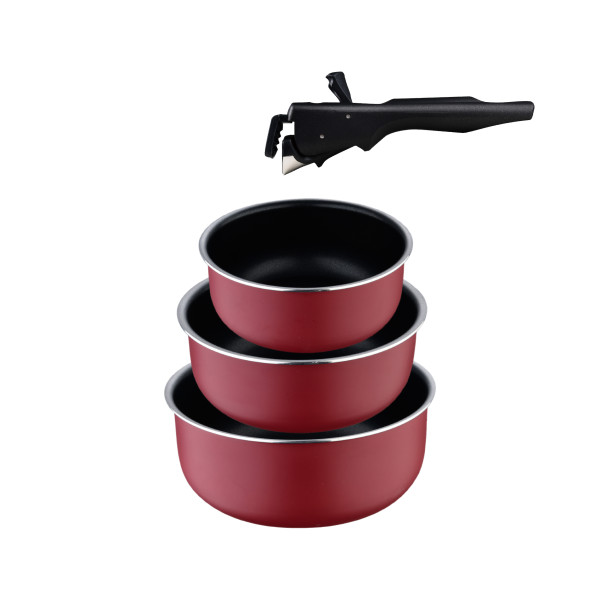 Topf-Set CLICK&COOK 4tlg. in rot aus Aluminium