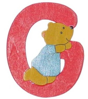 Holzbuchstabe G Bär-Design in bunt aus Holz