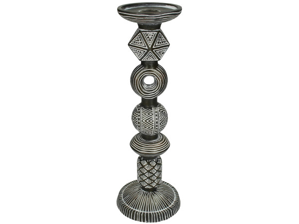 Kerzenhalter TRIBAL in braun aus Polyresin