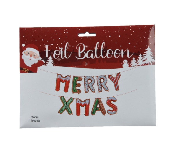 Folienballon MERRY XMAS in mehrfarbig aus Folie