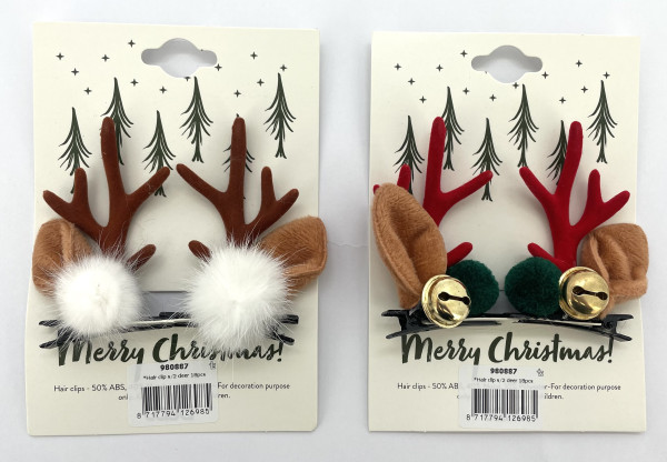 Haarklemmen-Set X-MAS in mehrfarbig aus Materialmix