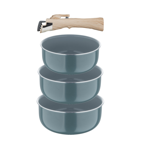 Topf-Set CLICK&COOK 4tlg. in grün aus Aluminium