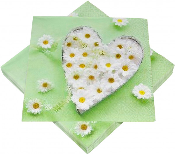 Servietten HERZ MARGERITE (BT 33x33 cm)