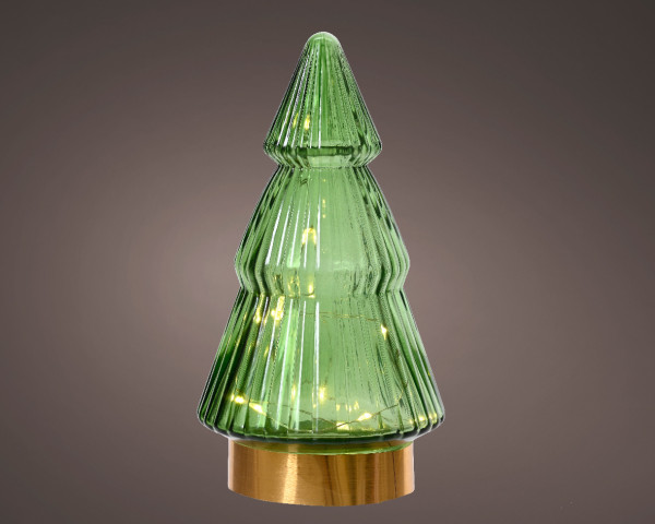 Dekoobjekt LED BAUM in grün aus Materialmix