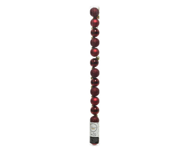Weihnachtskugel-Set X-MAS in bordeaux aus Kunststoff