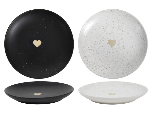 Dessertteller SPECKLES HEART in mehrfarbig aus Steinzeug