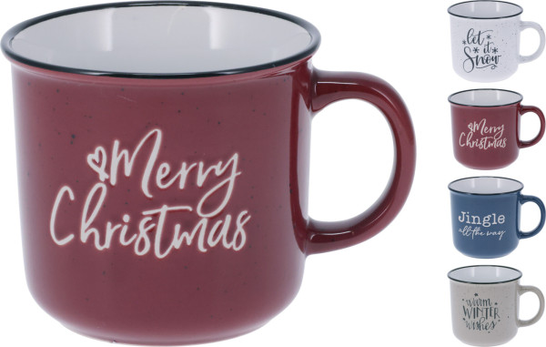 Kaffeebecher X-MAS in mehrfarbig aus Keramik