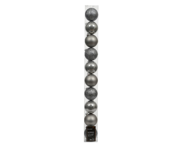 Weihnachtskugel-Set X-MAS in grau aus Kunststoff