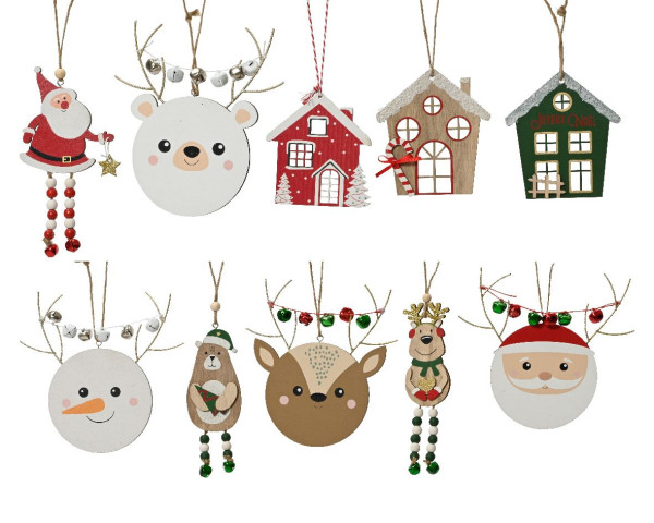 Christbaumschmuck Hänger WOODEN X-MAS in mehrfarbig aus Holz