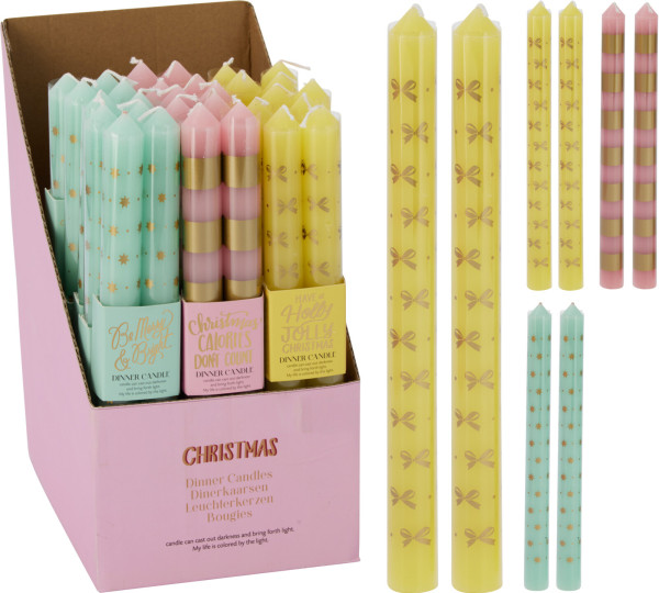 Stabkerzen-Set HAPPY CHRISTMAS in mehrfarbig aus Wachs
