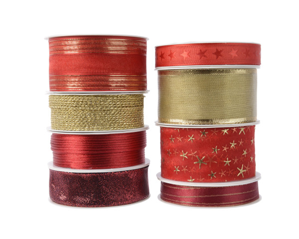 Geschenkband X-MAS multi in mehrfarbig aus Polyester