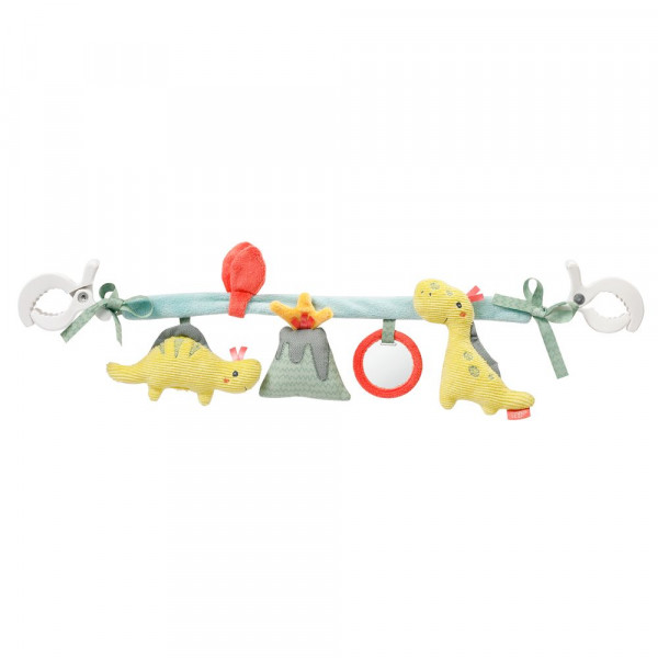 Kinderwagenkette HAPPY DINO in grün aus Stoff