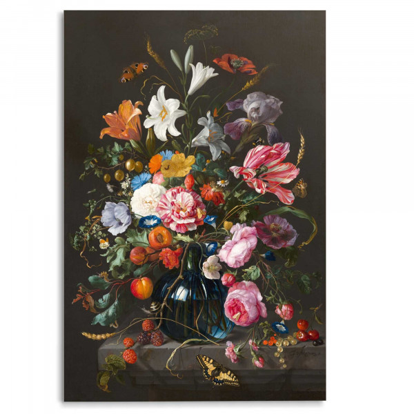 Glasbild VAAS MET BLOEMEN in mehrfarbig aus Glas