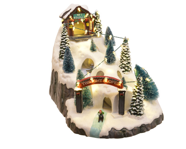 Dekoobjekt LED SKI DOWNHILL in mehrfarbig aus Polyresin