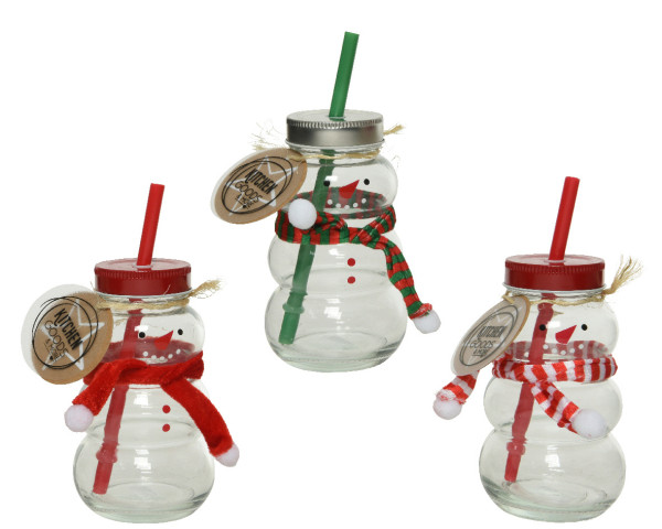 Trinkglas SNOWMAN in mehrfarbig aus Glas
