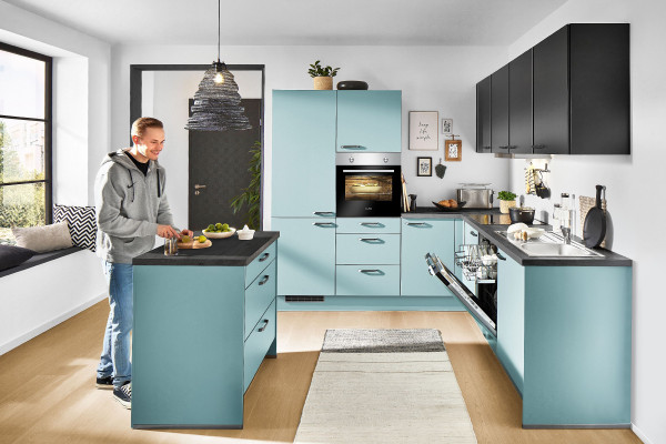 Einbauküche EasyBrixx EB1050 in blau aus Kunststoff