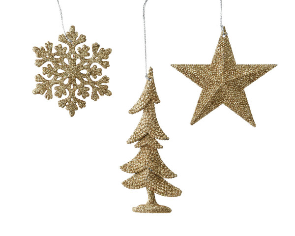 Christbaumschmuck Hänger GLITTER in braun aus Kunststoff