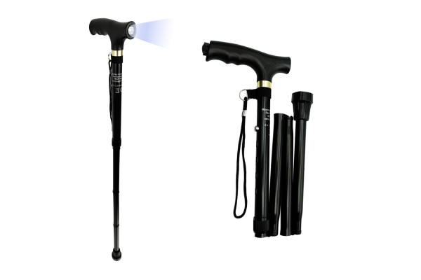 Gehstock in schwarz aus Materialmix