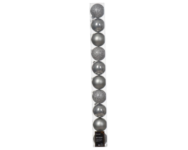 Weihnachtskugel-Set X-MAS grau in grau aus Kunststoff